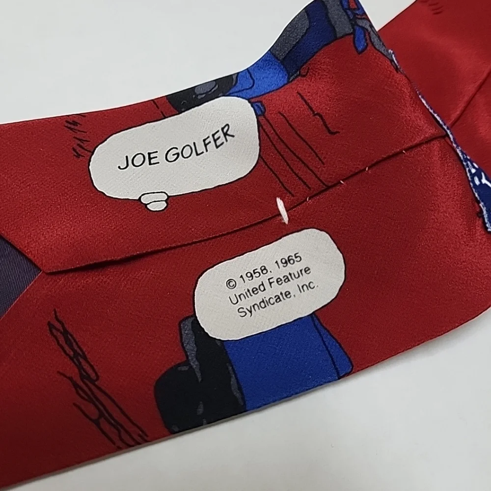 Vtg. Snoppy Peanuts Golf Necktie Joe Golfer 100% Silk Made In USA‎ Woodstock